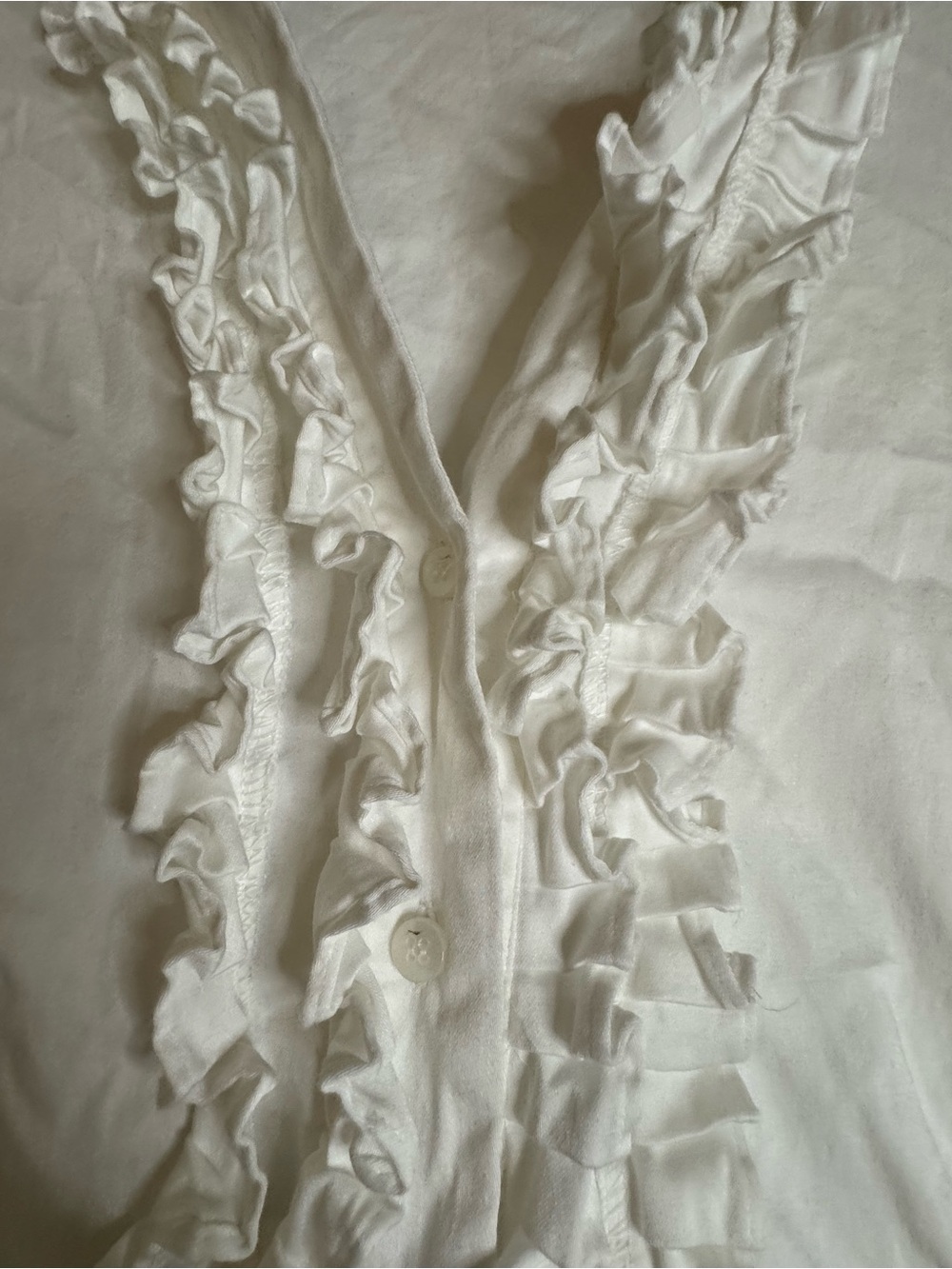 Apt. 9 Ivory Ruffle V-Neck Button Front Blouse - Picture 3 of 5